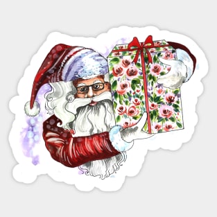 Santa Claus Holding a Present Sticker